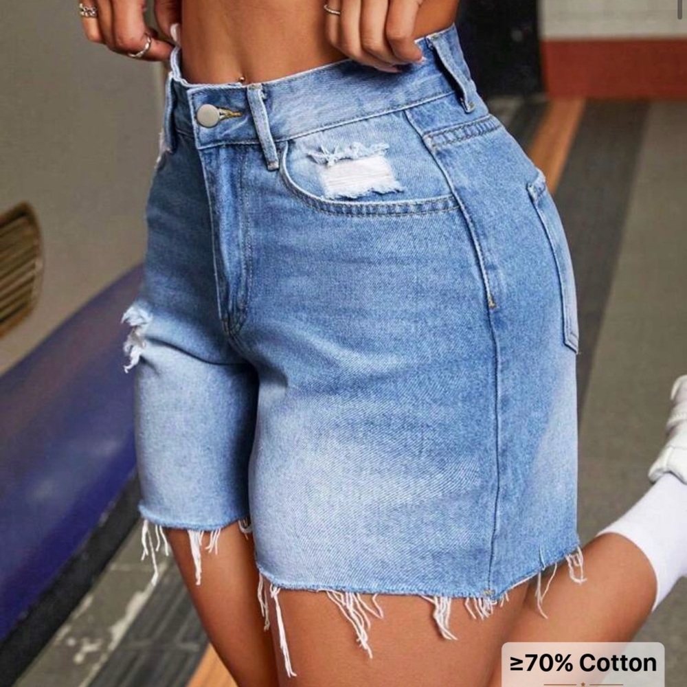 SHEIN Distressed Blue Jean Shorts